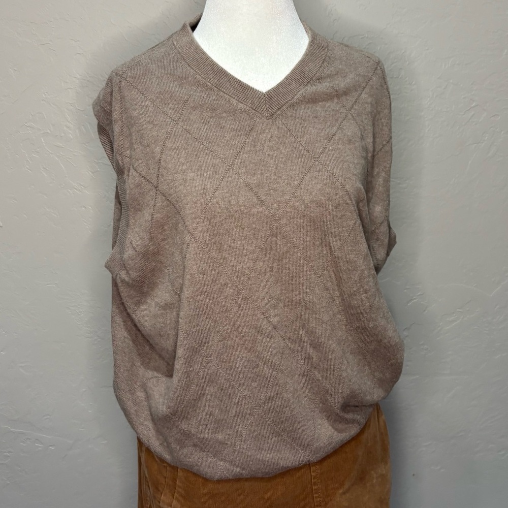 ❤️Women’s Sweater Vest Top Tan Cotton Knit L